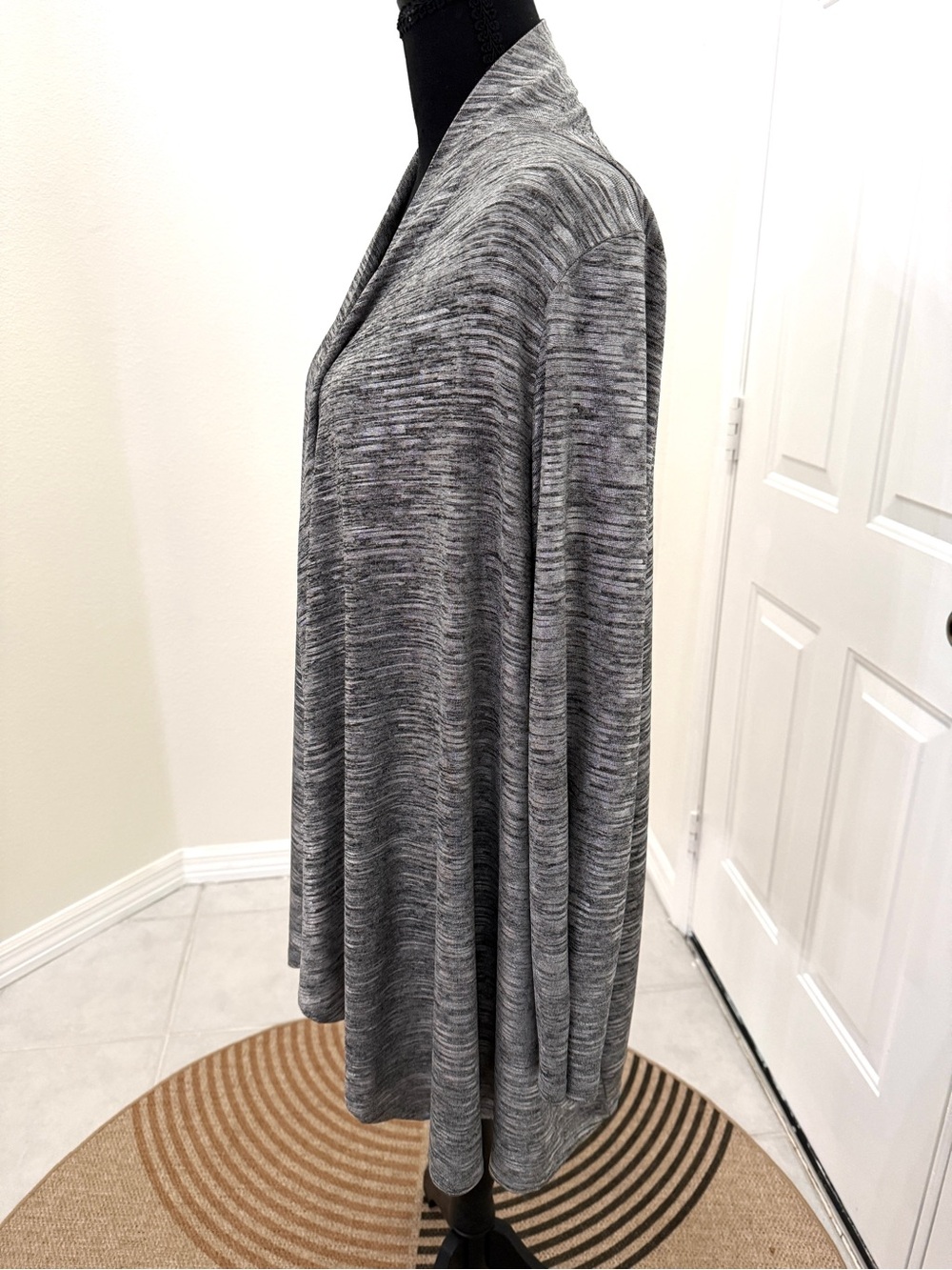 Calvin Klein Heather Gray Draped Open-Front Cardigan - Picture 5 of 6